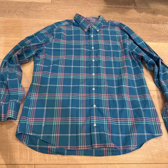 SOUTHERN TIDE MENS BLUE PLAID LONG SLEEVE BUTTON SHIRT XXL TRIM FIT - Picture 1 of 8